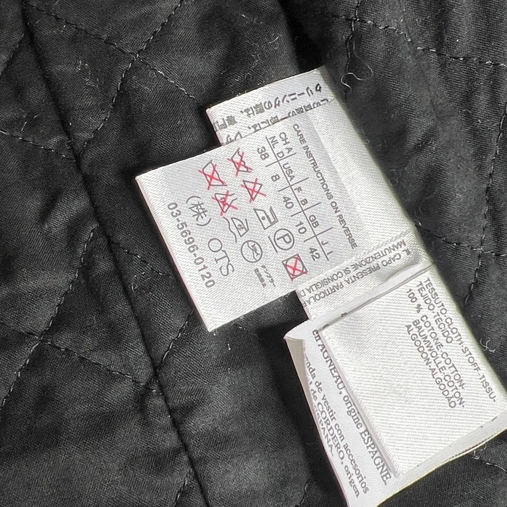 SportMax Code Sz 8 Cotton Leather Fur Fitted Quilted Interior Blazer Jacket